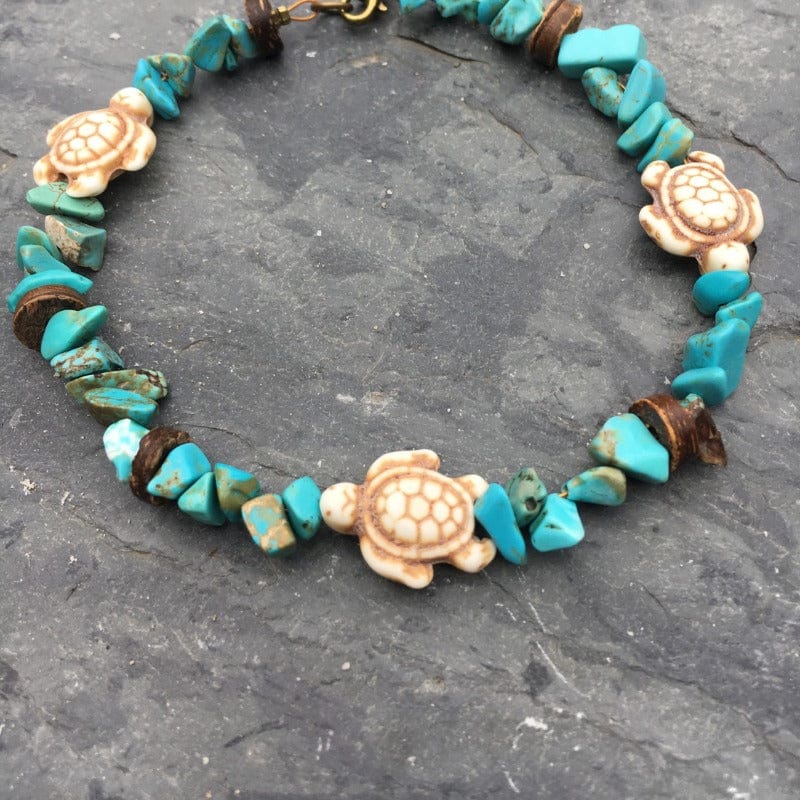 Buddhatrends Turquoise Stone Turtle Charm Turquoise Stone Anklet