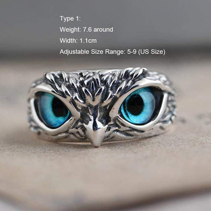 Buddhatrends Type1 Wise Owl 925 Sterling Silver Ring