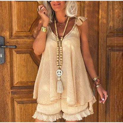 Buddhatrends Vanessa Bohemian Tank Top + Shorts Outfit