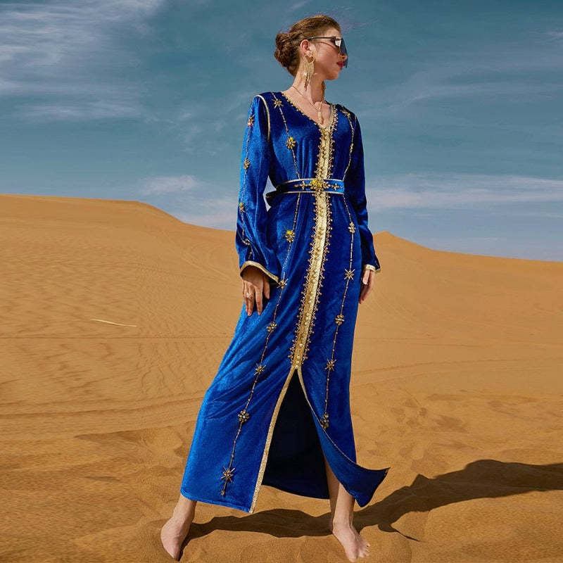 Vestido largo desierto de terciopelo de Buddhatrends