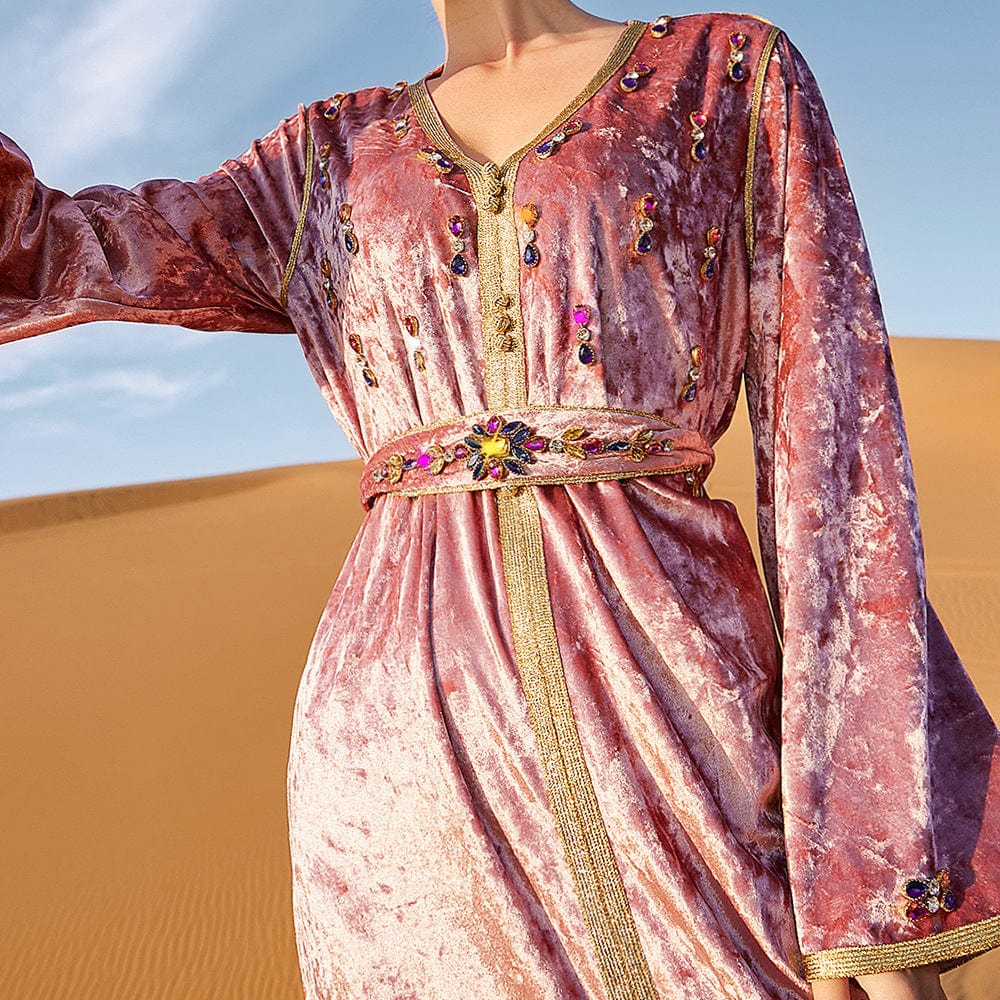 Buddhatrends Velvet Pink Maxi Dress | Mandala