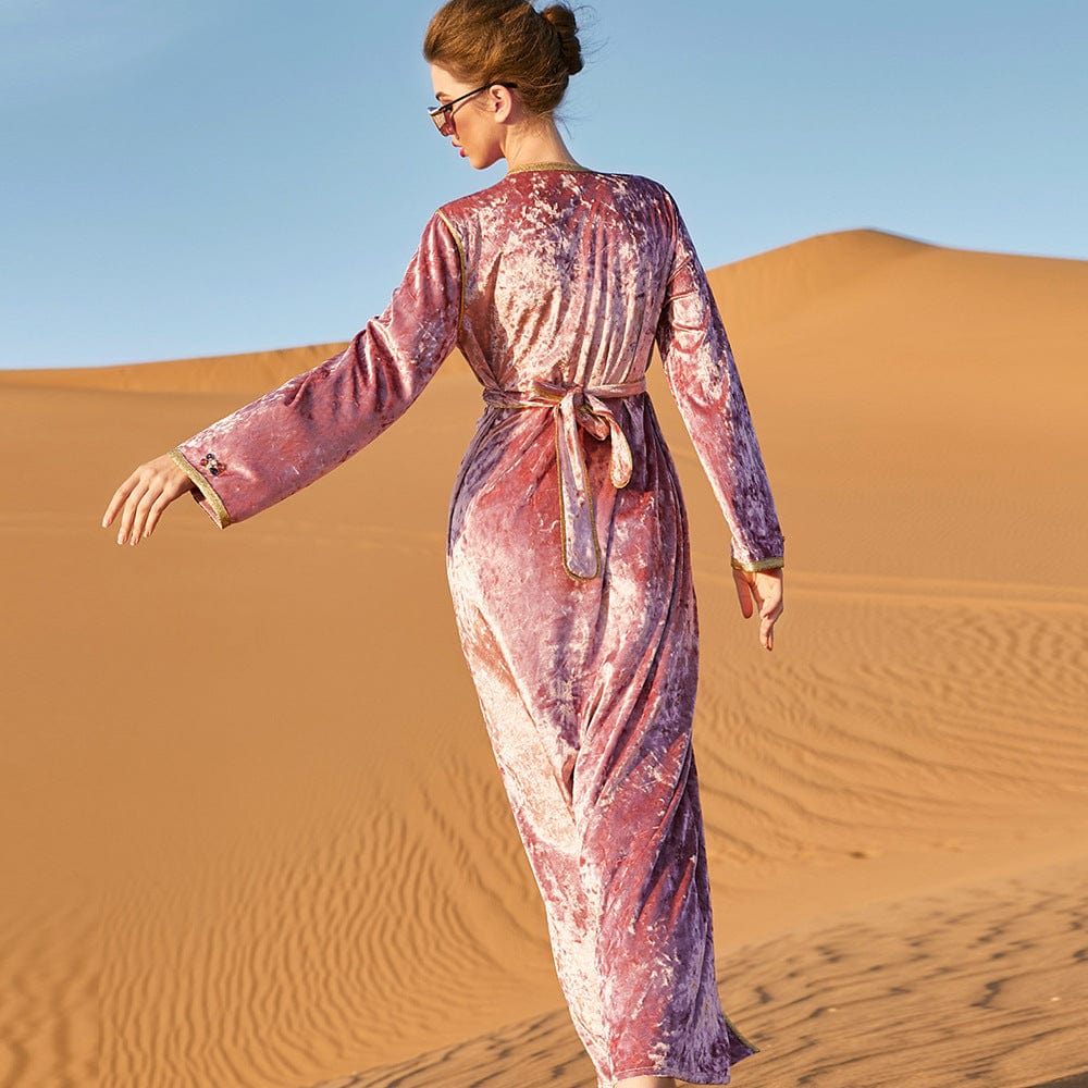 Buddhatrends Velvet Pink Maxi Dress | Mandala