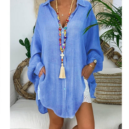 Buddhatrends Camisa extragrande en azul vibrante / S Peace Plus Size