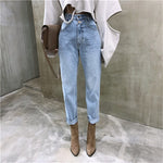 Jeans Lurus Pinggang Tinggi Vintage
