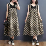 Vintage Polka Dots Denim Overall Dress