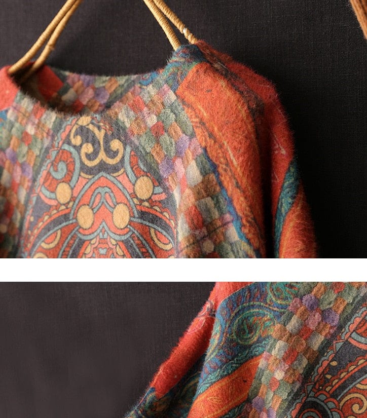 Suéter de cashmere de vison com estampa vintage Buddhatrends