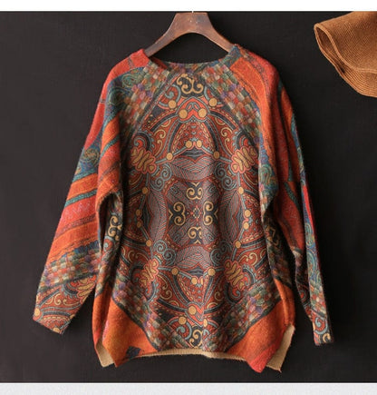Buddhatrends Vintage Print Mink Cashmere Sweater
