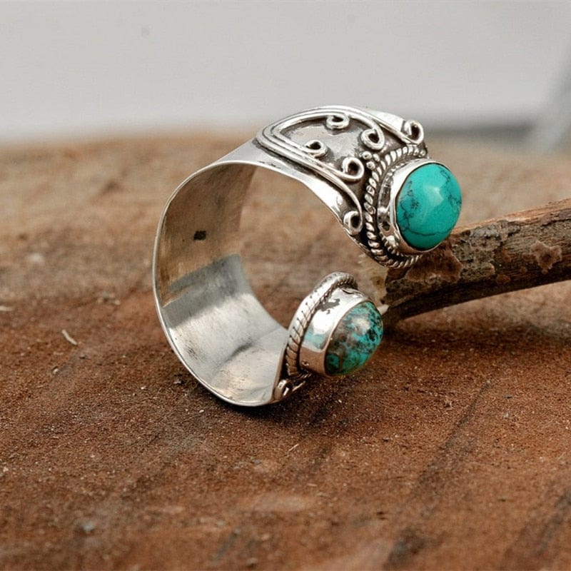 Buddhatrends Vintage Silver Natural Stone Ring