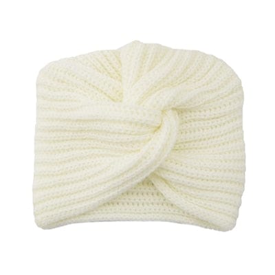 Buddhatrends White Bohemian Knitted Cross Wrap Hat