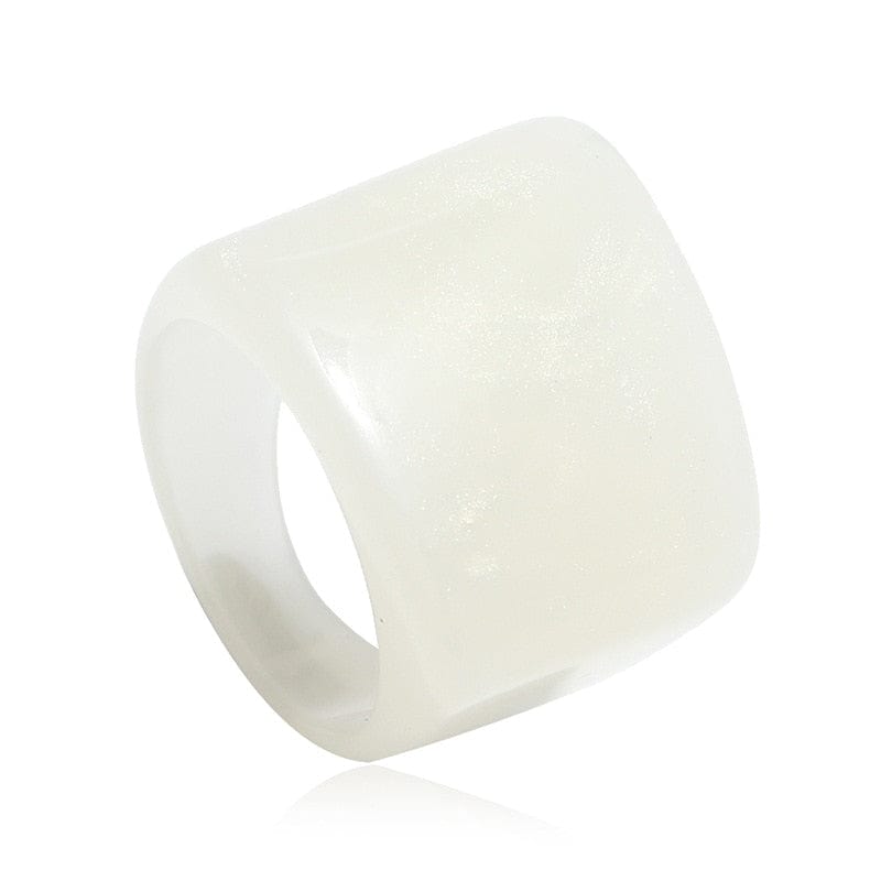 Buddhatrends White Colorful Resin Geometric Ring