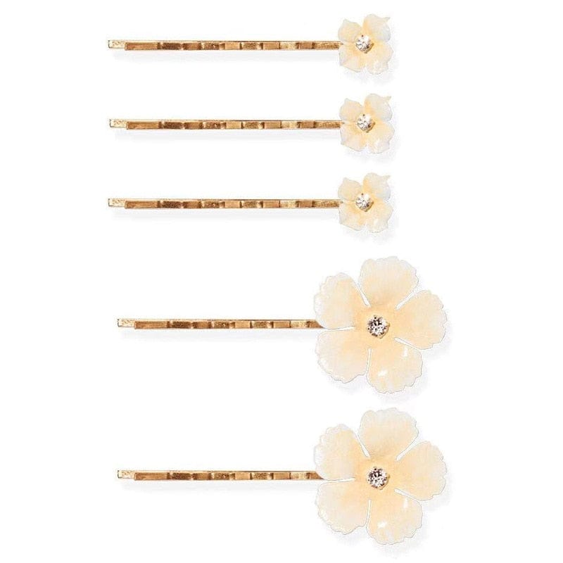 Buddhatrends white Five Petals Flower Hairpin Set