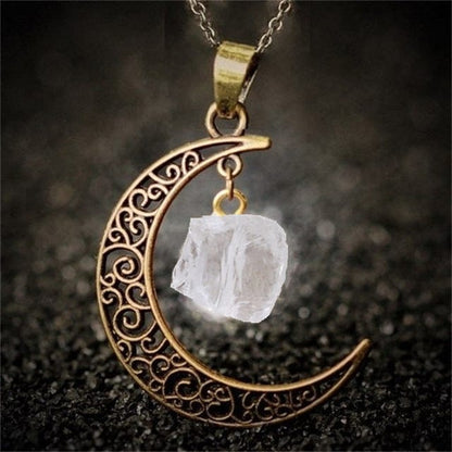 Buddhatrends white-g Waxing Moon Healing Crystal Pendant Necklace
