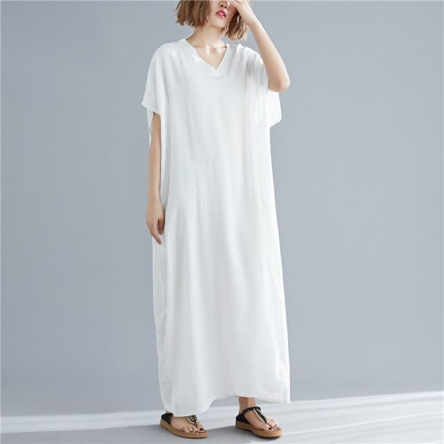 Buddhatrends White / One Size Diana Solid Kaftan