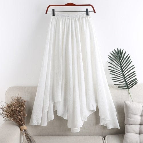 Buddhatrends white / One Size Midi Irregular Pleated Fishtail Skirt
