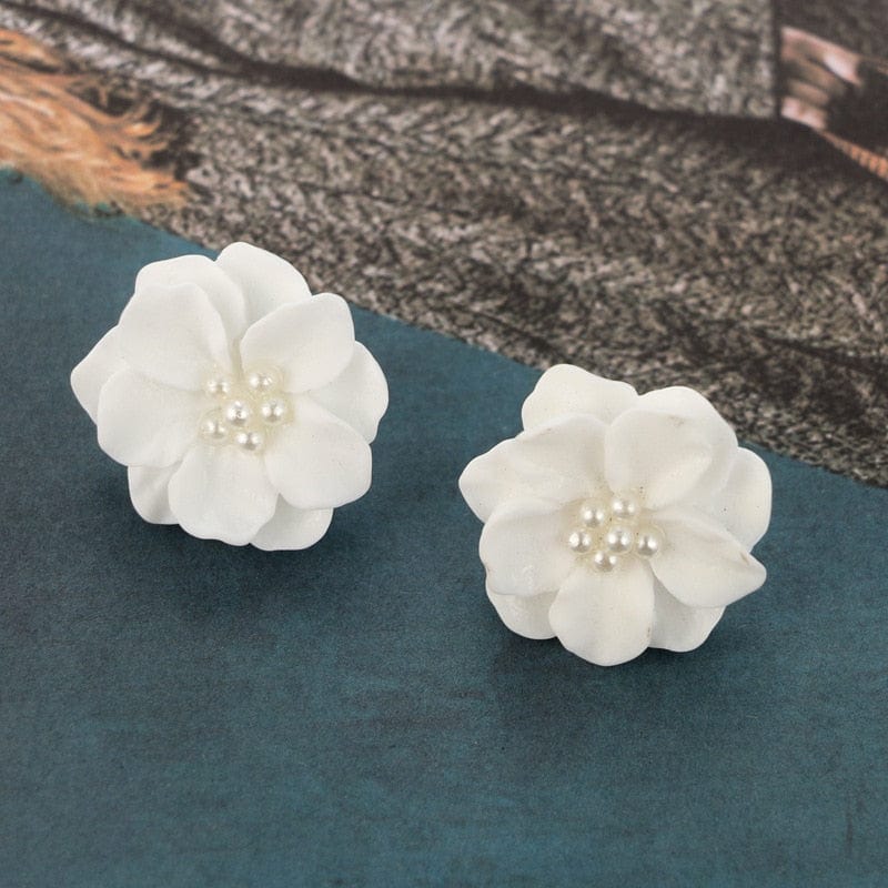 Buddhatrends White Party Club Flower Earrings