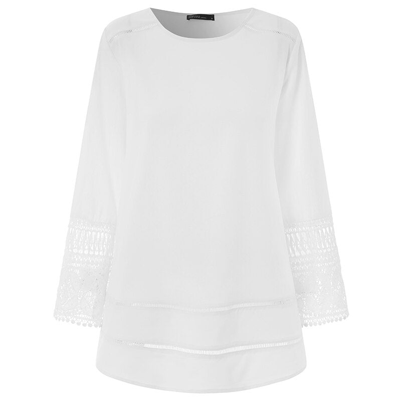 Buddhatrends White / S Bohemian Lace Patchwork Top