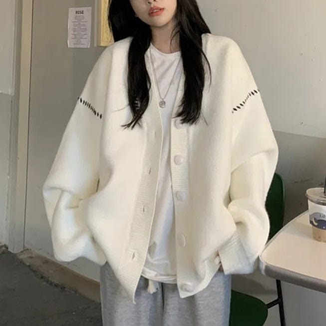 Buddhatrends White / S / China College Style Mollis Solve Cardigan