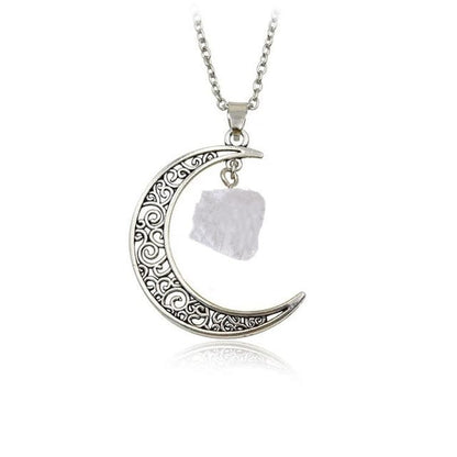 Buddhatrends white-s Waxing Moon Healing Crystal Pendant Necklace