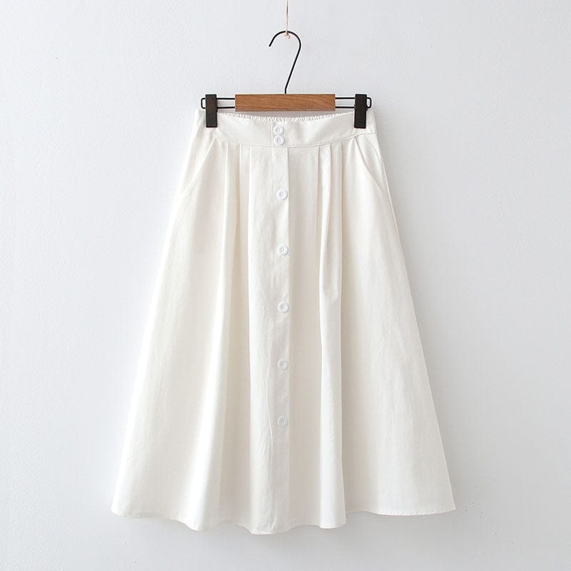 Buddhatrends white skirt / One Size Bella High Waist Cotton Skirt