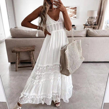 Buddhatrends White / XXL Milan Asymmetrical Lace Dress