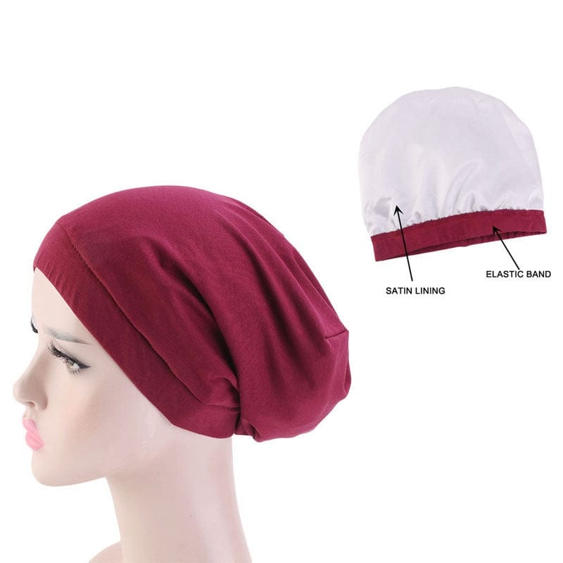 Buddhatrends Wine Red Double Layer Cotton Chemo Cap