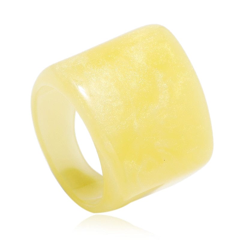 Buddhatrends Yellow Colorful Resin Geometric Ring