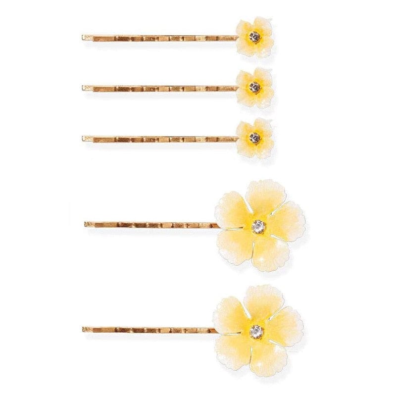 Buddhatrends yellow Five Petals Flower Hairpin Set